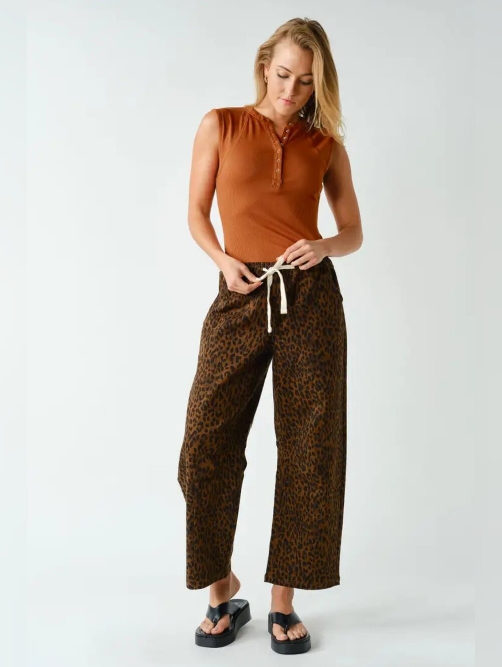 Leopard Drawstring Pants - Picture 1 of 4